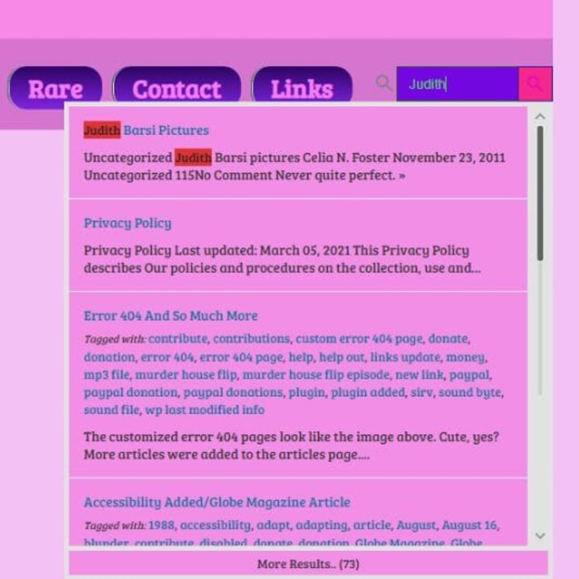 Search box added and cookie notice
